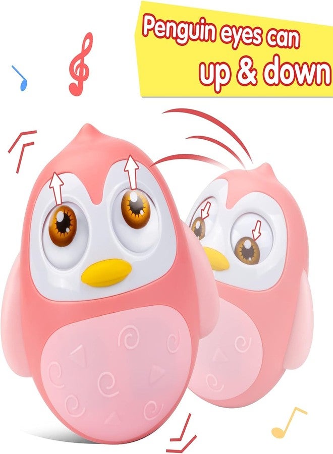 KRIMION Roly Poly Roly Poly Baby Toys 6 to 12 Months Developmental, Tummy Time Wobbler Toy for Baby, Penguin Tumbler Wobbler Toys for Infant Boy Girl Gifts(Pink)(Style 2) - Image 4